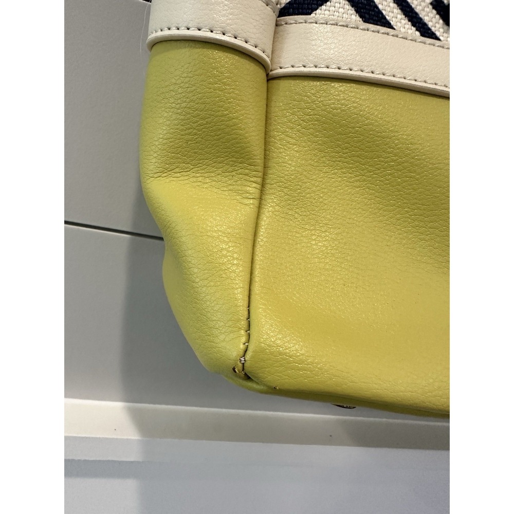 Spartina 449 Daufuskie Island Tote Handbag Linen/Leather Lime Green & Orange - Picture 5 of 15